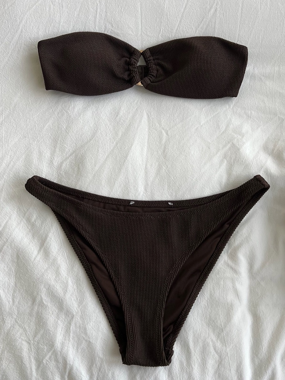 Brown strapless bikini